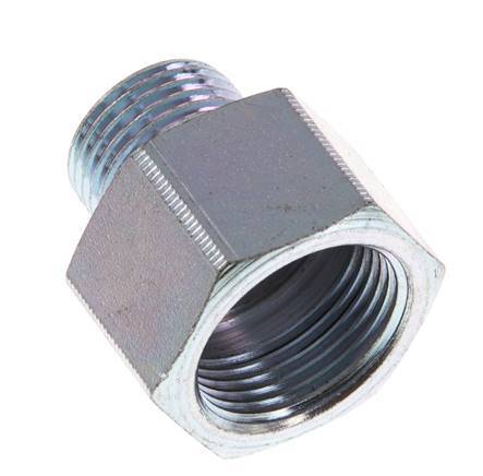 M18 x M22 M/F Zinc plated Steel Reducing Adapter 40 Bar - Hydraulic