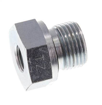 G 3/8'' x G 1/8'' M/F Zinc plated Steel Reducing Adapter 630 Bar - Hydraulic [2 Pieces]