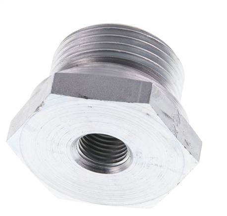 G 1'' x G 1/4'' M/F Zinc plated Steel Reducing Adapter 400 Bar - Hydraulic