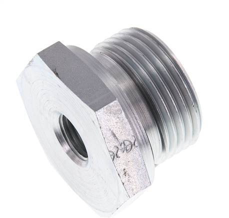 G 1'' x G 1/4'' M/F Zinc plated Steel Reducing Adapter 400 Bar - Hydraulic