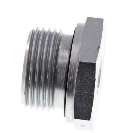 G 1'' x G 1/4'' M/F Zinc plated Steel Reducing Adapter 400 Bar - Hydraulic