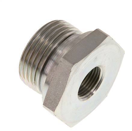 G 1'' x G 3/8'' M/F Zinc plated Steel Reducing Adapter 400 Bar - Hydraulic