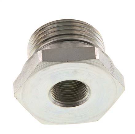 G 1'' x G 3/8'' M/F Zinc plated Steel Reducing Adapter 400 Bar - Hydraulic