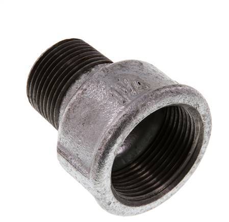 R 1'' x Rp 1 1/4'' M/F Zinc plated Cast iron Reducing Adapter 25 Bar