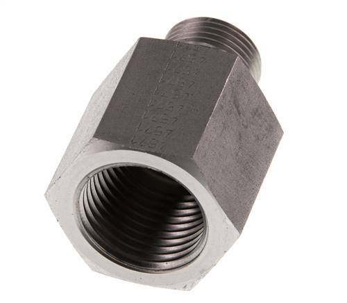 G 3/8'' x G 1/2'' M/F Stainless steel Reducing Adapter 630 Bar - Hydraulic