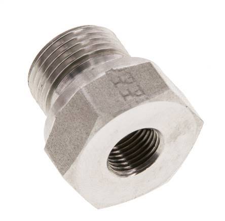 G 3/8'' x G 1/8'' M/F Stainless steel Reducing Adapter 630 Bar - Hydraulic