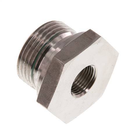G 1'' x G 3/8'' M/F Stainless steel Reducing Adapter 400 Bar - Hydraulic