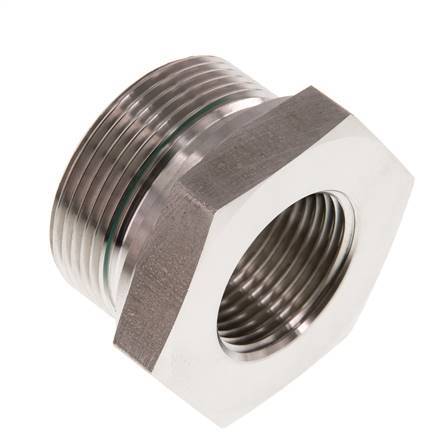 G 1 1/2'' x G 1'' M/F Stainless steel Reducing Adapter 315 Bar - Hydraulic