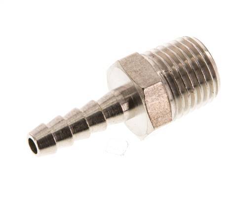 R 1/4'' Male x 5mm Nickel plated Brass Hose barb 16 Bar [5 Pieces]