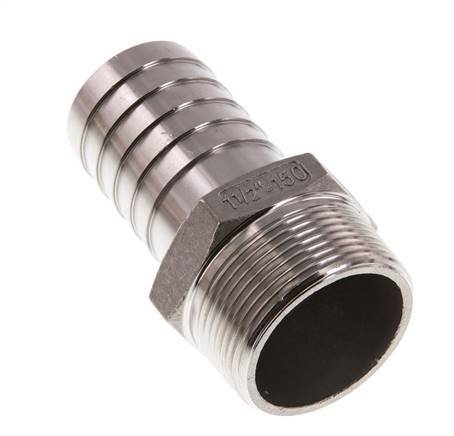 R 1 1/2'' Male x 38mm Stainless steel Hose barb 16 Bar