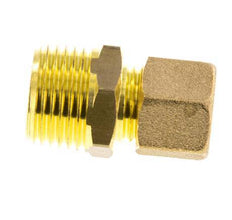 R 1/2'' Male x 10mm Brass Straight Compression Fitting 95 Bar DIN EN 1254-2