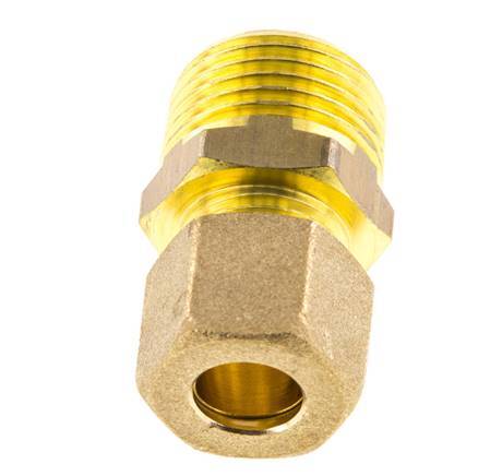 R 1/2'' Male x 10mm Brass Straight Compression Fitting 95 Bar DIN EN 1254-2