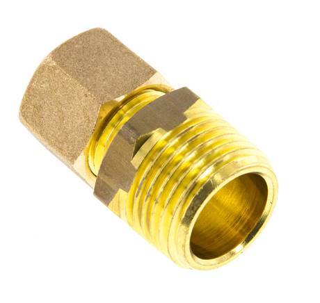 R 1/2'' Male x 10mm Brass Straight Compression Fitting 95 Bar DIN EN 1254-2