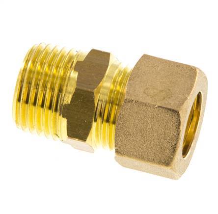 R 1/2'' Male x 15mm Brass Straight Compression Fitting 82 Bar DIN EN 1254-2