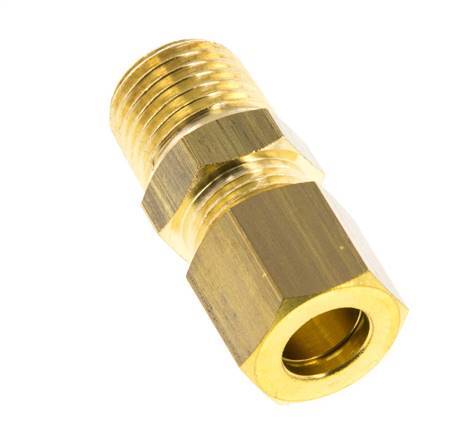 R 1/4'' Male x 8mm Brass Straight Compression Fitting 135 Bar DIN EN 1254-2 [2 Pieces]