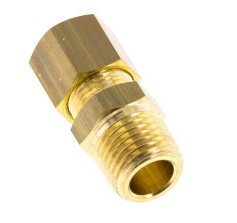 R 1/4'' Male x 8mm Brass Straight Compression Fitting 135 Bar DIN EN 1254-2 [2 Pieces]