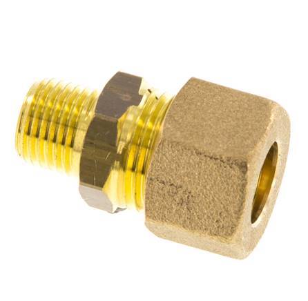 R 1/4'' Male x 12mm Brass Straight Compression Fitting 75 Bar DIN EN 1254-2