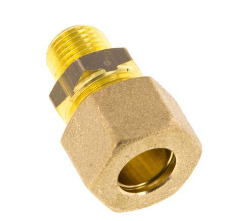 R 1/4'' Male x 12mm Brass Straight Compression Fitting 75 Bar DIN EN 1254-2