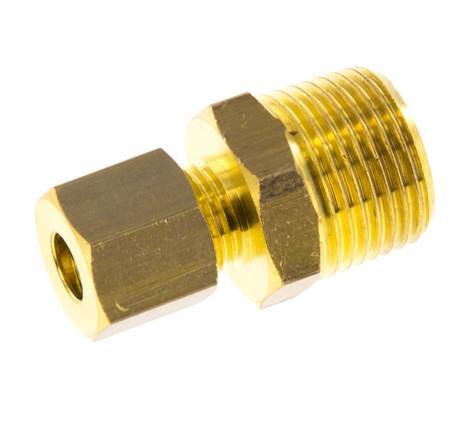 R 3/8'' Male x 6mm Brass Straight Compression Fitting 150 Bar DIN EN 1254-2