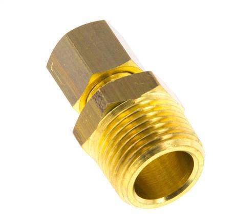 R 3/8'' Male x 6mm Brass Straight Compression Fitting 150 Bar DIN EN 1254-2
