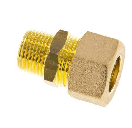 R 3/8'' Male x 14mm Brass Straight Compression Fitting 89 Bar DIN EN 1254-2