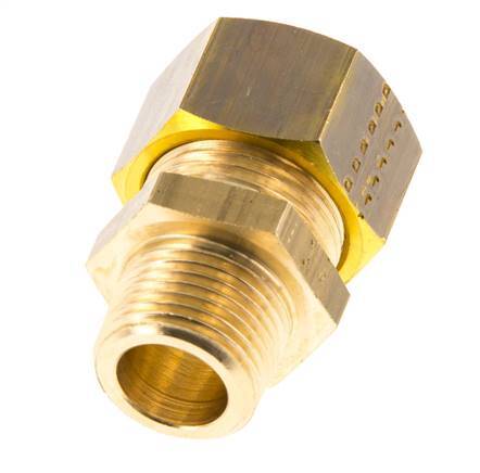 R 3/8'' Male x 15mm Brass Straight Compression Fitting 82 Bar DIN EN 1254-2