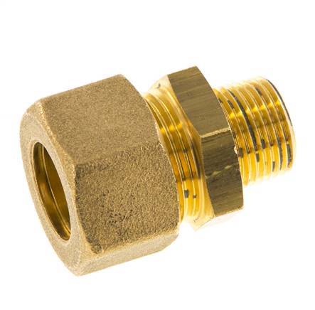 R 3/8'' Male x 16mm Brass Straight Compression Fitting 76 Bar DIN EN 1254-2