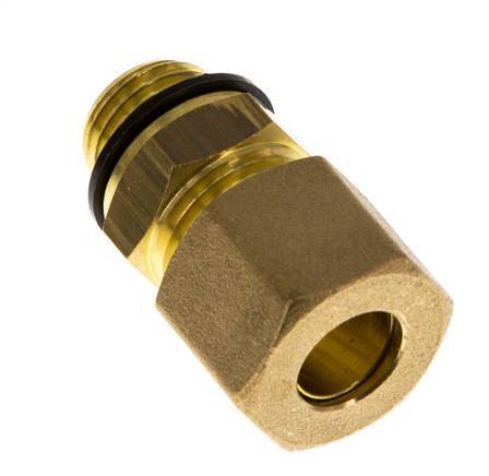 G 1/4'' Male x 10mm Brass Straight Compression Fitting with PA Seal 95 Bar DIN EN 1254-2