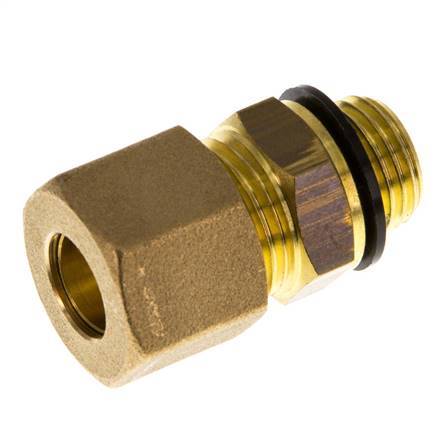 G 1/4'' Male x 10mm Brass Straight Compression Fitting with PA Seal 95 Bar DIN EN 1254-2