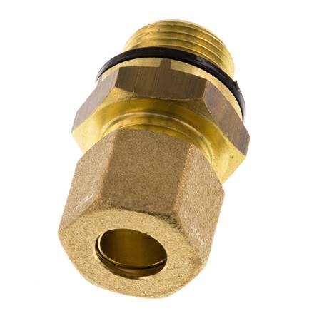 G 3/8'' Male x 10mm Brass Straight Compression Fitting with PA Seal 95 Bar DIN EN 1254-2