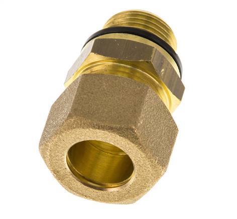 G 3/8'' Male x 14mm Brass Straight Compression Fitting with PA Seal 89 Bar DIN EN 1254-2