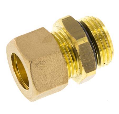 G 1/2'' Male x 15mm Brass Straight Compression Fitting with NBR Seal 82 Bar DIN EN 1254-2