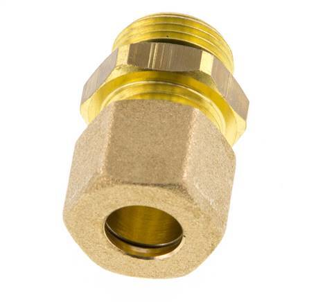 G 3/8'' Male x 10mm Brass Straight Compression Fitting with NBR Seal 95 Bar DIN EN 1254-2