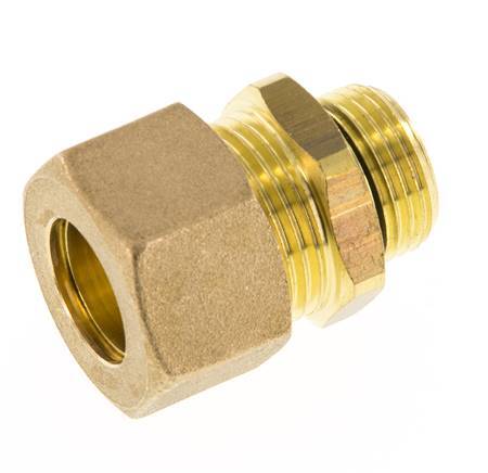 G 3/8'' Male x 14mm Brass Straight Compression Fitting with NBR Seal 89 Bar DIN EN 1254-2