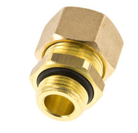 G 3/8'' Male x 14mm Brass Straight Compression Fitting with NBR Seal 89 Bar DIN EN 1254-2