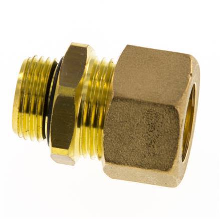 G 3/8'' Male x 15mm Brass Straight Compression Fitting with NBR Seal 82 Bar DIN EN 1254-2