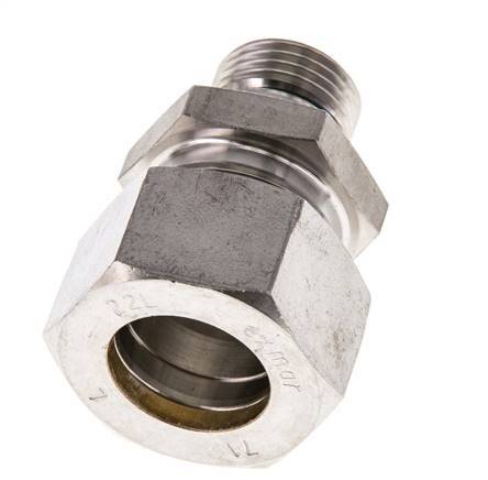 G 1/2'' Male x 22L Stainless steel Straight Compression Fitting with FKM Seal 160 Bar DIN 2353