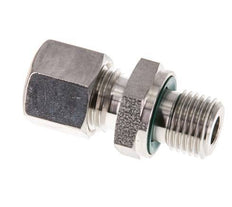G 1/4'' Male x 8L Stainless steel Straight Compression Fitting with FKM Seal 315 Bar DIN 2353