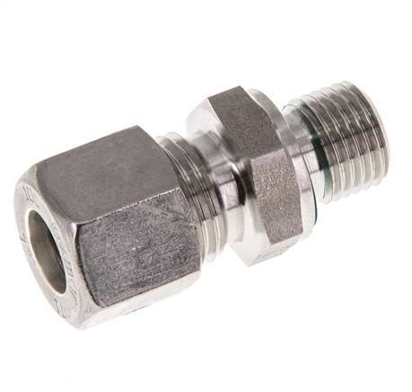 G 1/4'' Male x 10L Stainless steel Straight Compression Fitting with FKM Seal 315 Bar DIN 2353