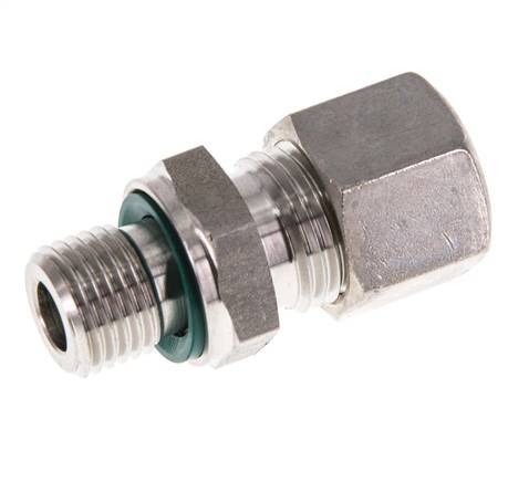 G 1/4'' Male x 10L Stainless steel Straight Compression Fitting with FKM Seal 315 Bar DIN 2353