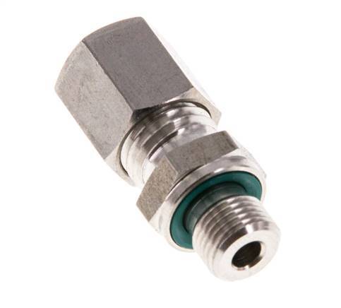 G 1/8'' Male x 6L Stainless steel Straight Compression Fitting with FKM Seal 315 Bar DIN 2353