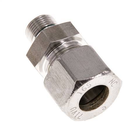 G 3/8'' Male x 16S Stainless steel Straight Compression Fitting with FKM Seal 400 Bar DIN 2353