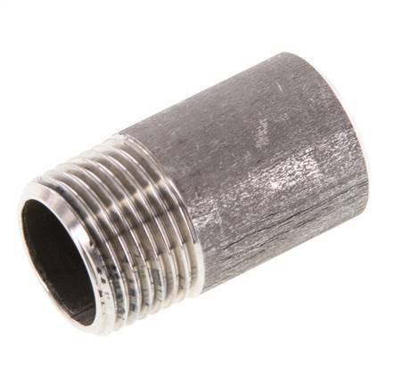 R 3/8'' Male x 17.2mm Stainless steel Pipe Nipple with Welding End 20 Bar DIN 2982 - 30mm [2 Pieces]