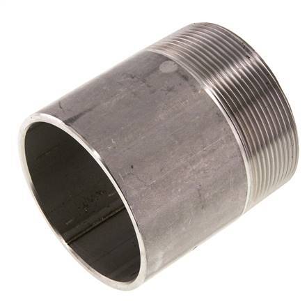 R 2 1/2'' Male x 76.1mm Stainless steel Pipe Nipple with Welding End 20 Bar DIN 2982 - 80mm