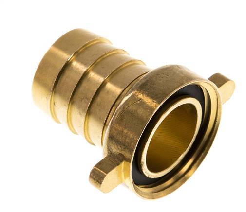 G 1'' x 25mm Brass Hose barb with NBR Seal and Wing Nut 16 Bar