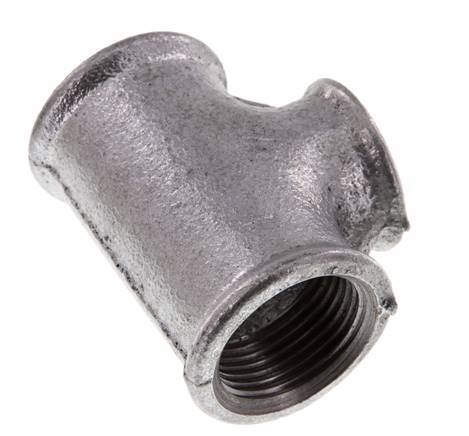 Rp 1'' x Rp 3/4'' Zinc plated Cast iron Tee 25 Bar [2 Pieces]
