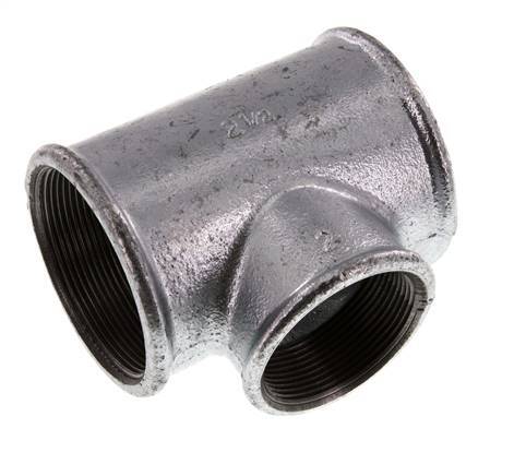 Rp 2 1/2'' x Rp 2'' Zinc plated Cast iron Tee 25 Bar