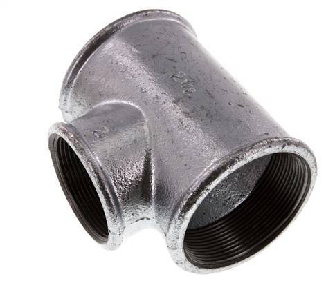 Rp 2 1/2'' x Rp 2'' Zinc plated Cast iron Tee 25 Bar