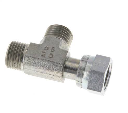 UN 11/16''-16 F/M Zinc plated Steel Tee ORFS with union nut 630 Bar - Hydraulic