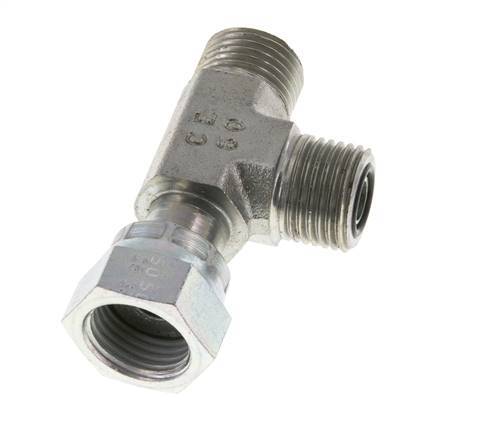 UN 11/16''-16 F/M Zinc plated Steel Tee ORFS with union nut 630 Bar - Hydraulic